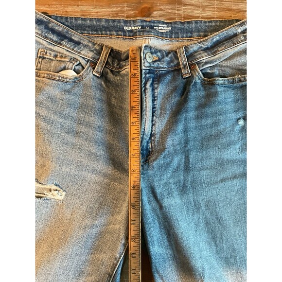 Old‎ Navy OG Straight Jeans 14 Distressed Womens Denim Light Wash - Picture 5 of 8